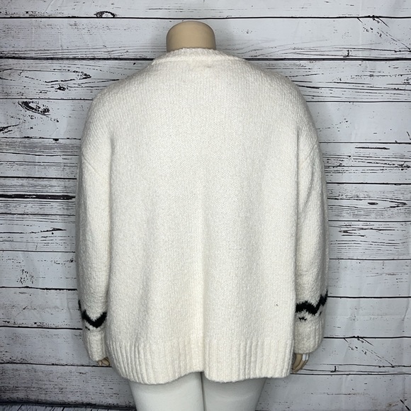 H&M Size XXL Ivory - Black Moose Wool/Alpaca Blend Sweater Top - Picture 4 of 6